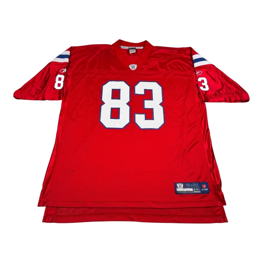New England Patriots Football Jersey Mens 2XL Red NFL Reebok Welker 83 On Field